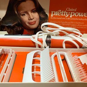 Vintage Clairol Pretty Power High Power Hair Brush Styling Dryer Curling Iron